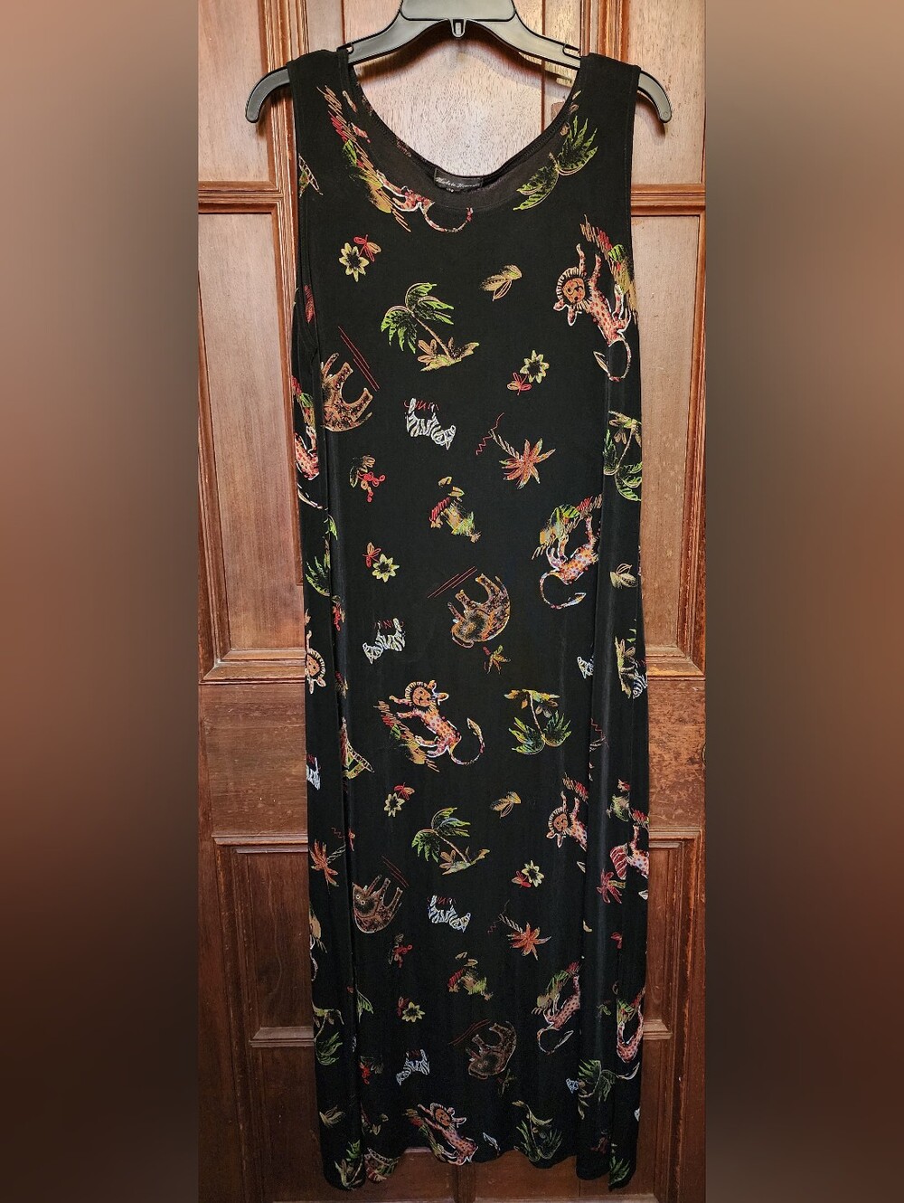 VTG Y2K 90s Made in Heaven Safari Animal Print Slinky Maxi Dress Whimsigoth-Lg